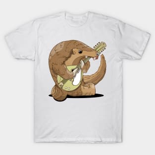 Cartoon pangolin playing a mandolin T-Shirt